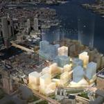 Preliminary plans for buildings on the sites WS Development acquired are highlighted in the Seaport Square master plan.
